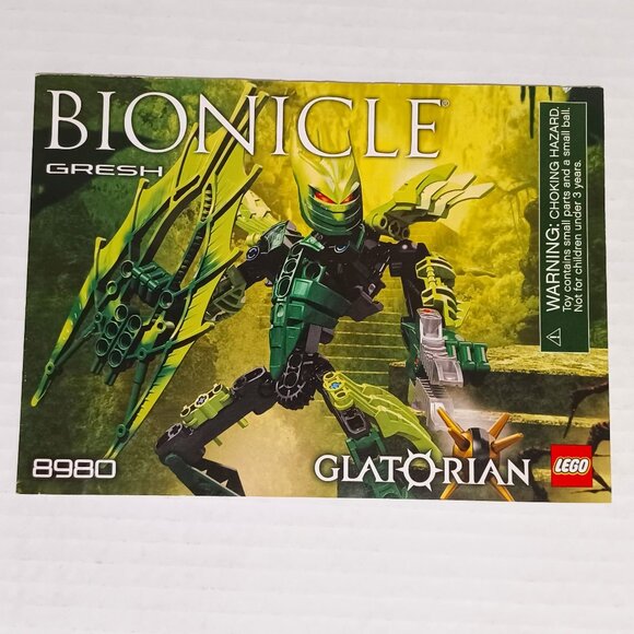 Incomplete Lego Bionicle Glatorian Gresh 8980 with Instruction Manual - Picture 2 of 4